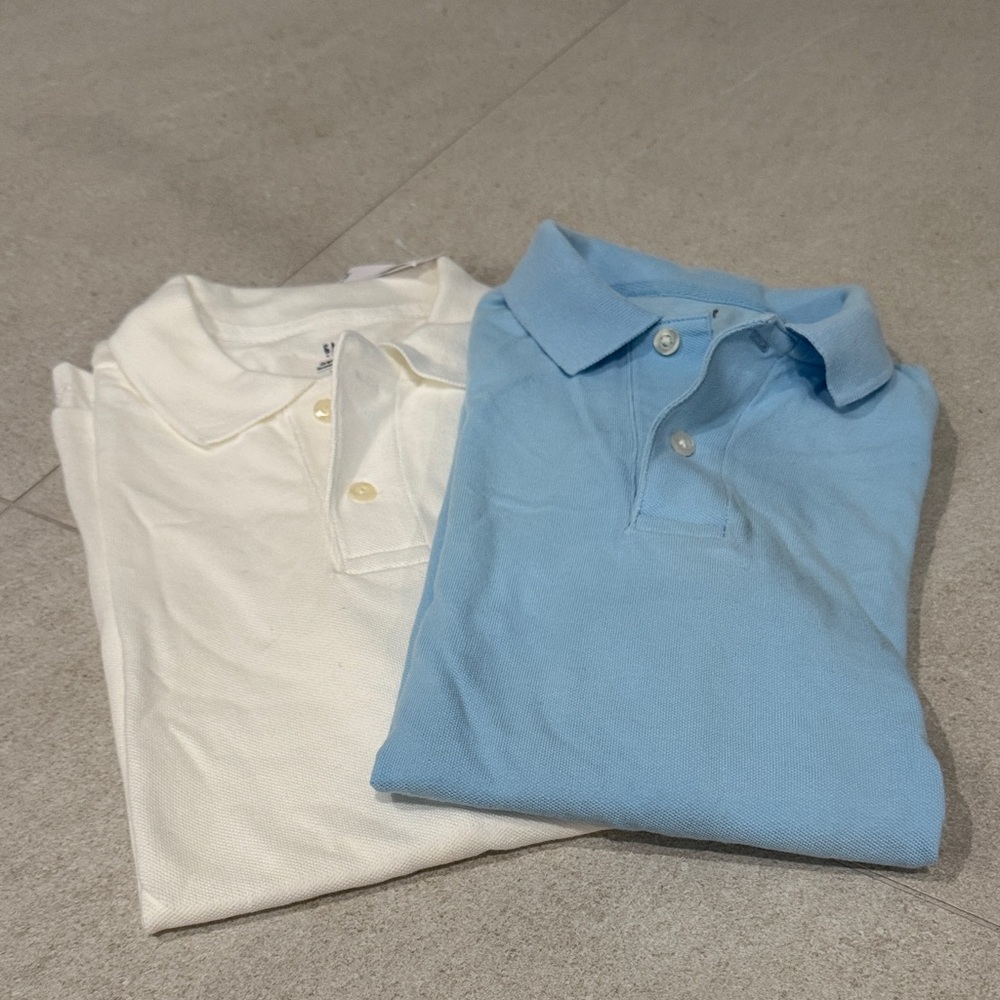 GAP LOT White Light Blue Boys Polo Shirts XXL New Organic cotton